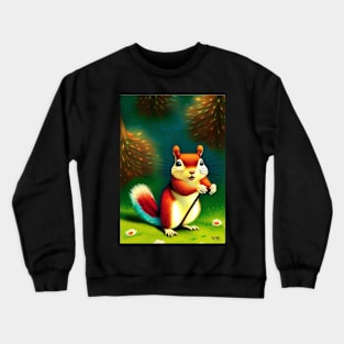 CHRISTMAS SQUIRREL WITH HIS WALKING STICK PRESENT Crewneck Sweatshirt